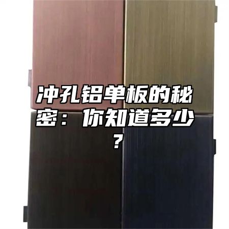 沖孔鋁單板的秘密：你知道多少？